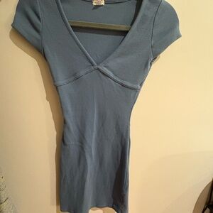 Garage Blue Ribbed Knit Top